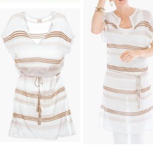 CHICO'S Neutral Stipe Sweater Tunic Dress size 3 (XL)